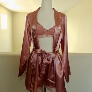 Pink Satin Pajama Set